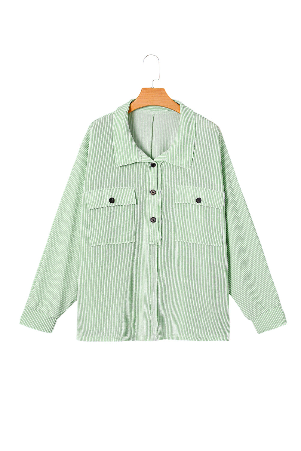 Sage Oversized Ribbed Henley Top with Pockets