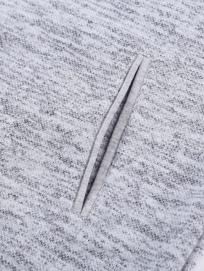 Heathered Pocketed Casual Hooded Pullover