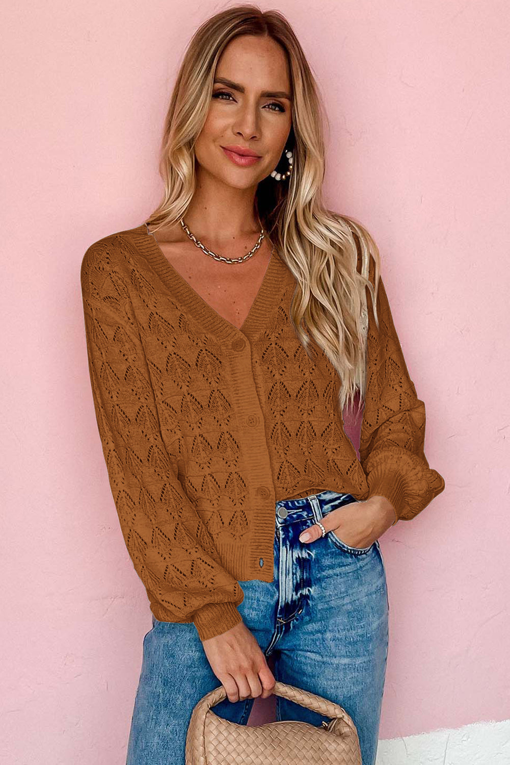 brown crochet cardigan