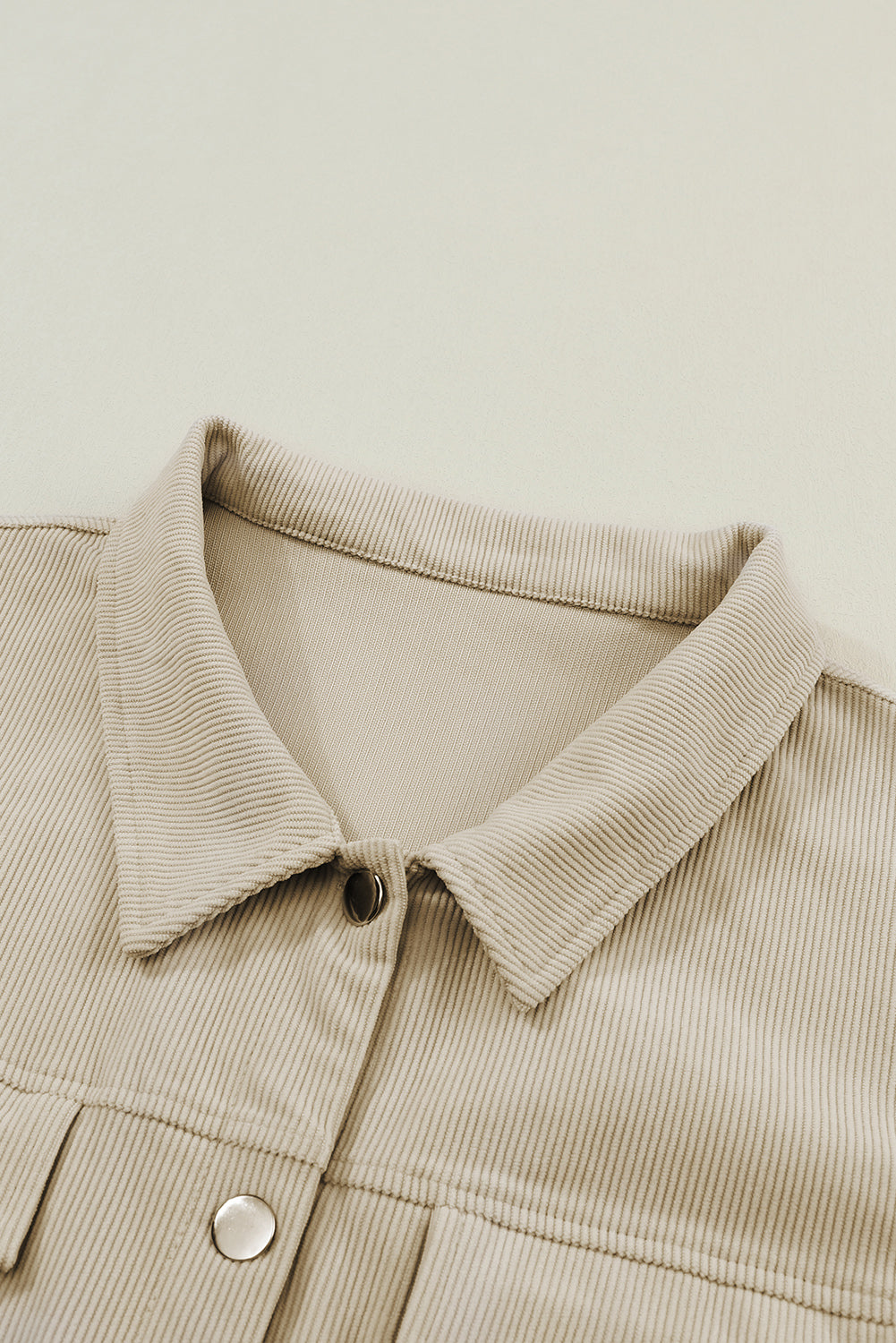 Khaki Oversized Crochet Detail Corduroy Shacket