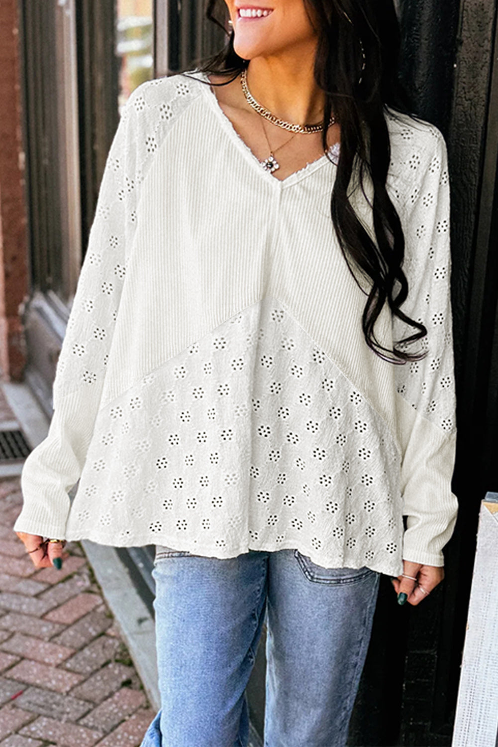 V Neck Long Sleeve Top