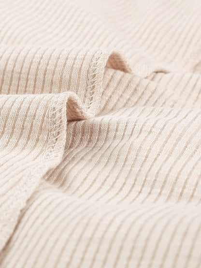 Beige Crochet Lace Sleeve Button Detail Top