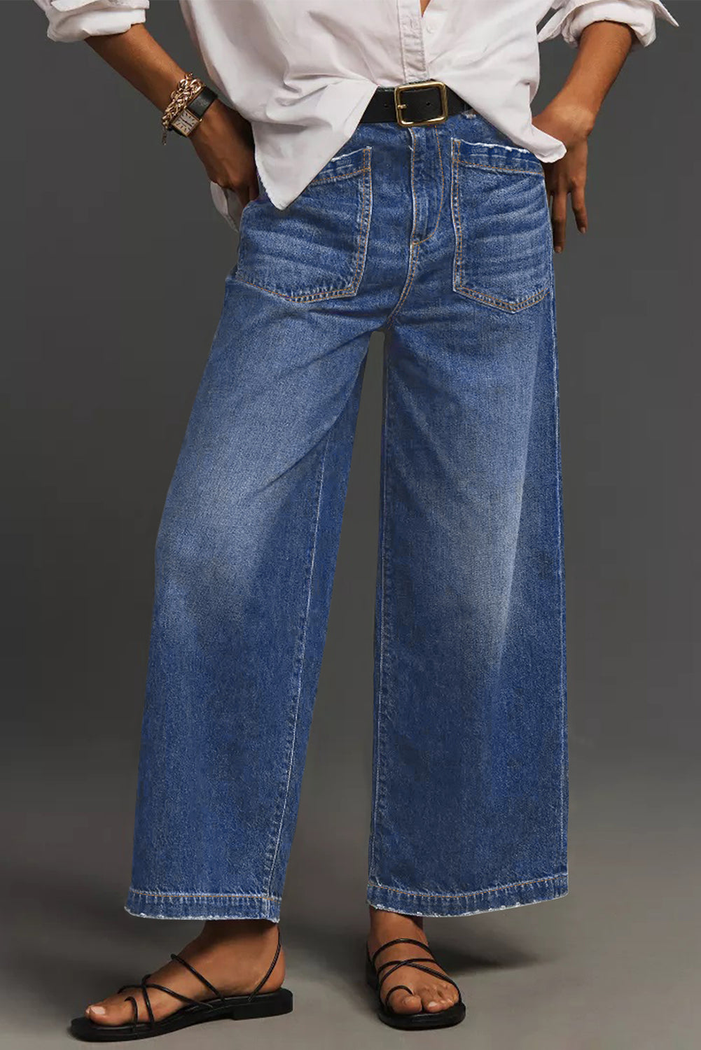 patch pocket jeans