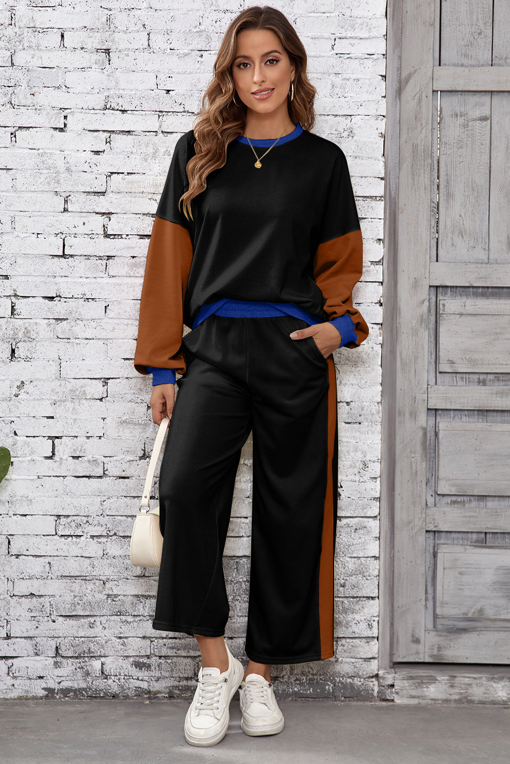 color block sweatpant set
