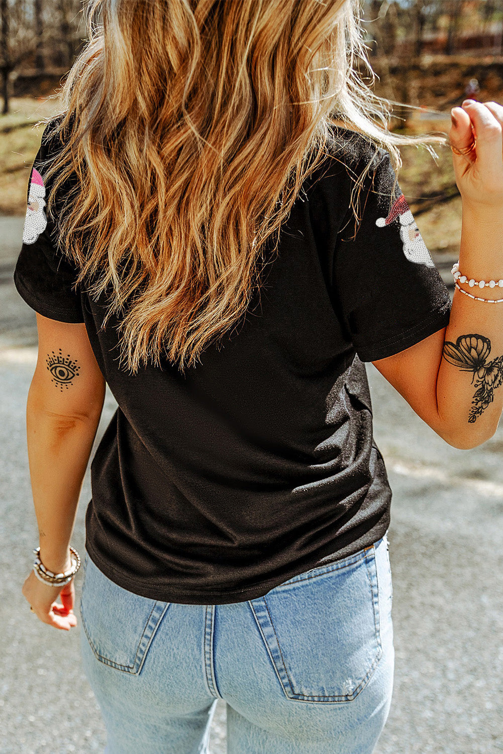 black graphic tee