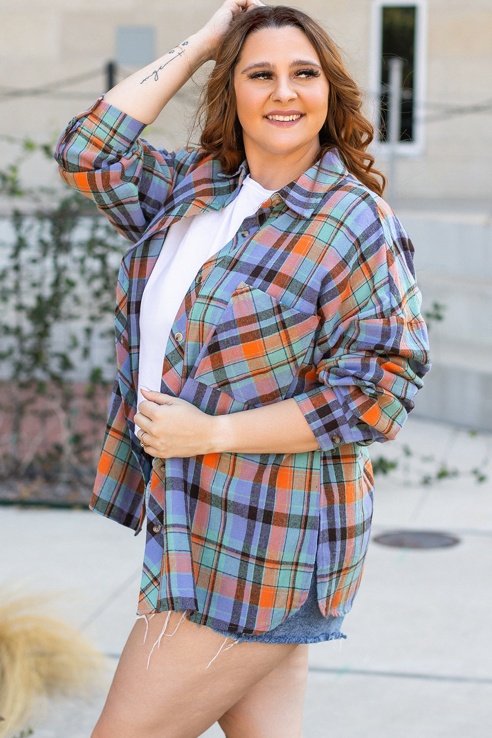 plus size plaid shirt