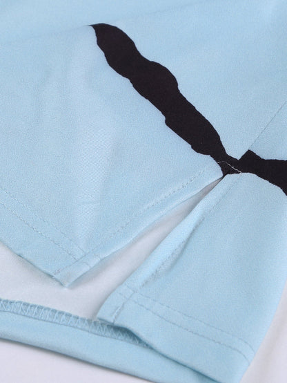 Gray Striped V Neck Plus Size Tank Top with Flag Print