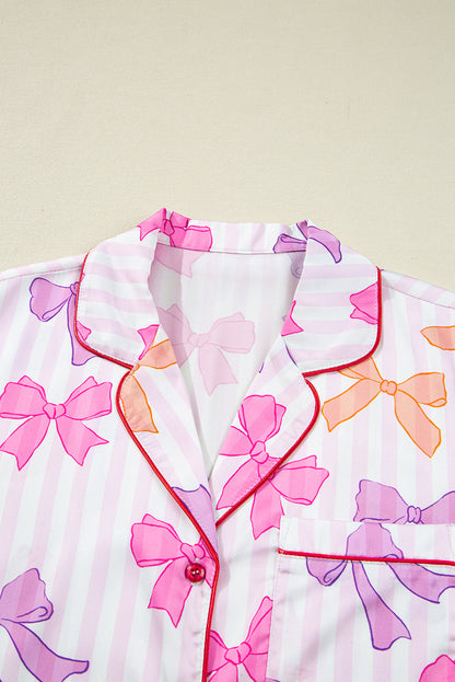 bow print pajama set