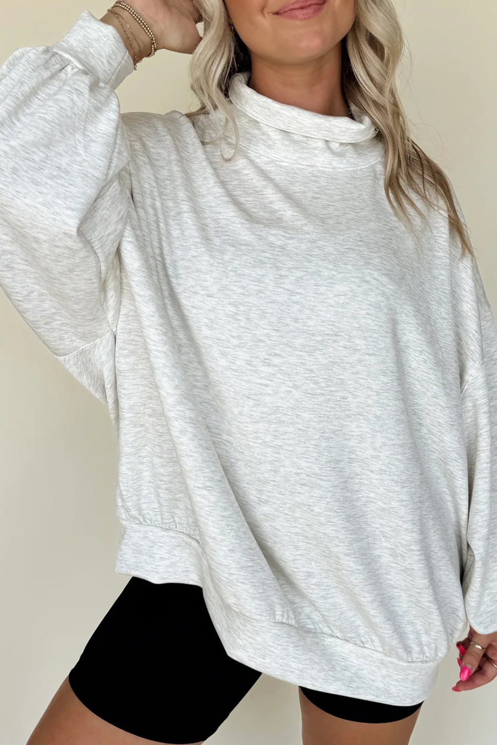 Light Grey Oversized Mock Neck Sweatshirt