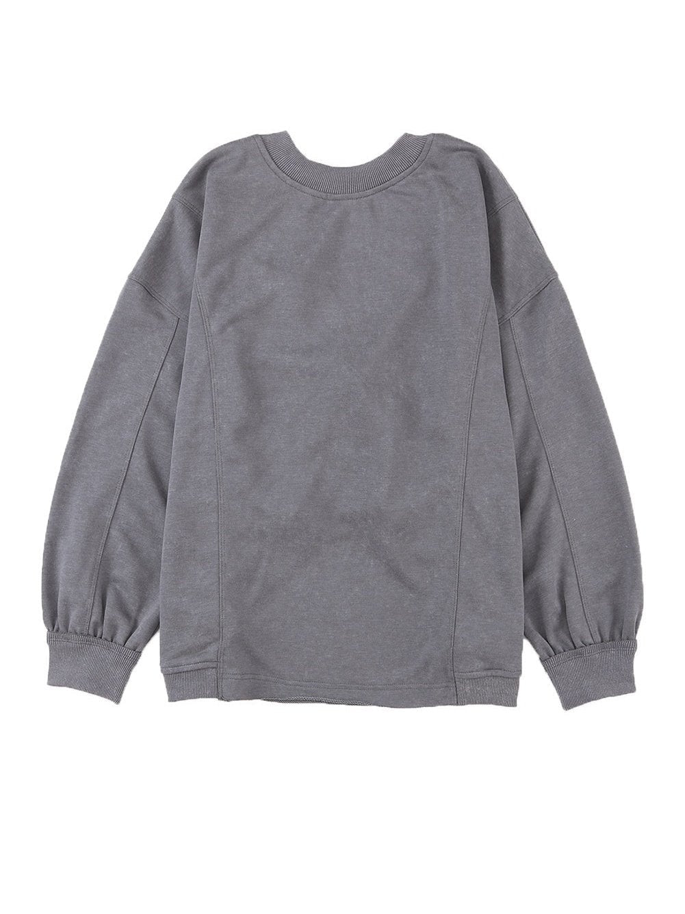 Exposed Seam Twist Gray Oversized Pullover with Open Back