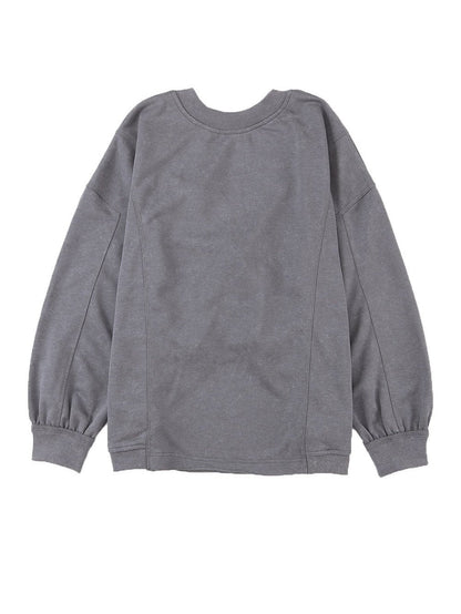 Exposed Seam Twist Gray Oversized Pullover with Open Back