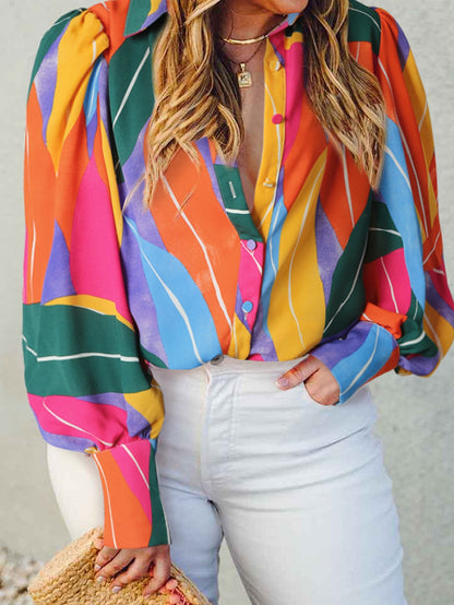 Multicolor Flora Print Plus Size Shirt