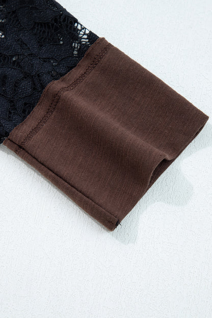 lace patchwork long sleeve top