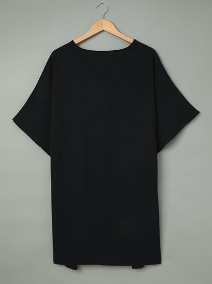 Elegant Black High Low Kimono Sleeve Top