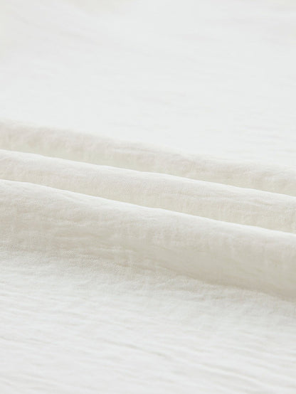 Elegant White Bubble Sleeve Ruffle Blouse