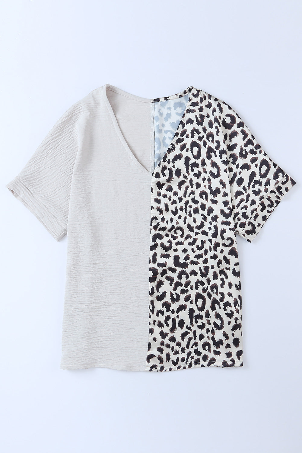 Leopard Stitching Button Long Sleeve Blouse
