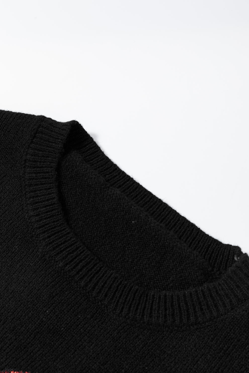 Heartfelt Black Graphic Round Neck Sweater