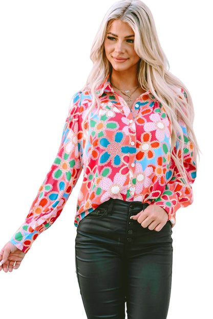 Floral Fantasy Bubble Sleeve Blouse