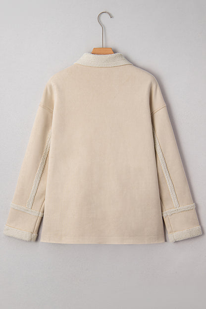 Parchment Suede Sherpa Lined Western Loose Jacket
