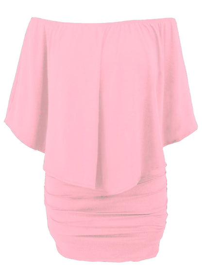 Layered Pink Plus Size Poncho Dress with Multiple Dressing Styles