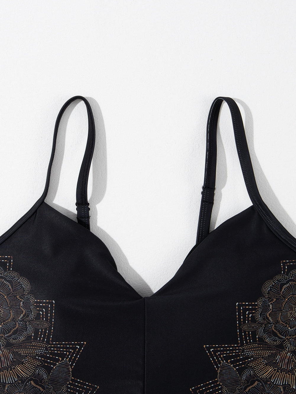 Elegant Black Floral Crisscross Back One-Piece Swimsuit