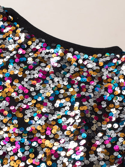 Vibrant Sequin Embellished Plus Size Party Top