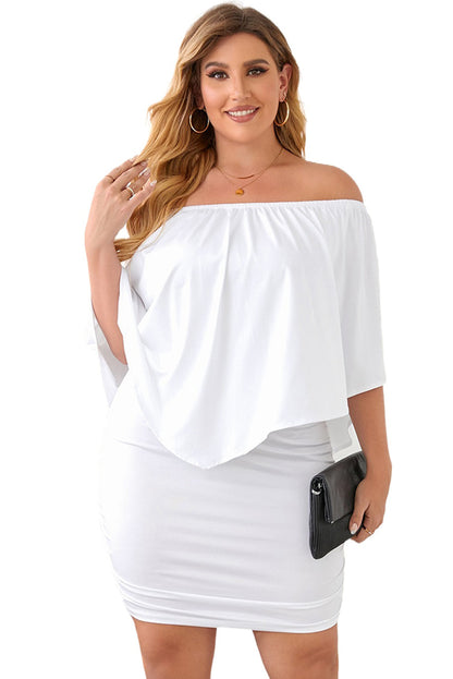 One shoulder Waisted Three-quarter Sleeve Dress
