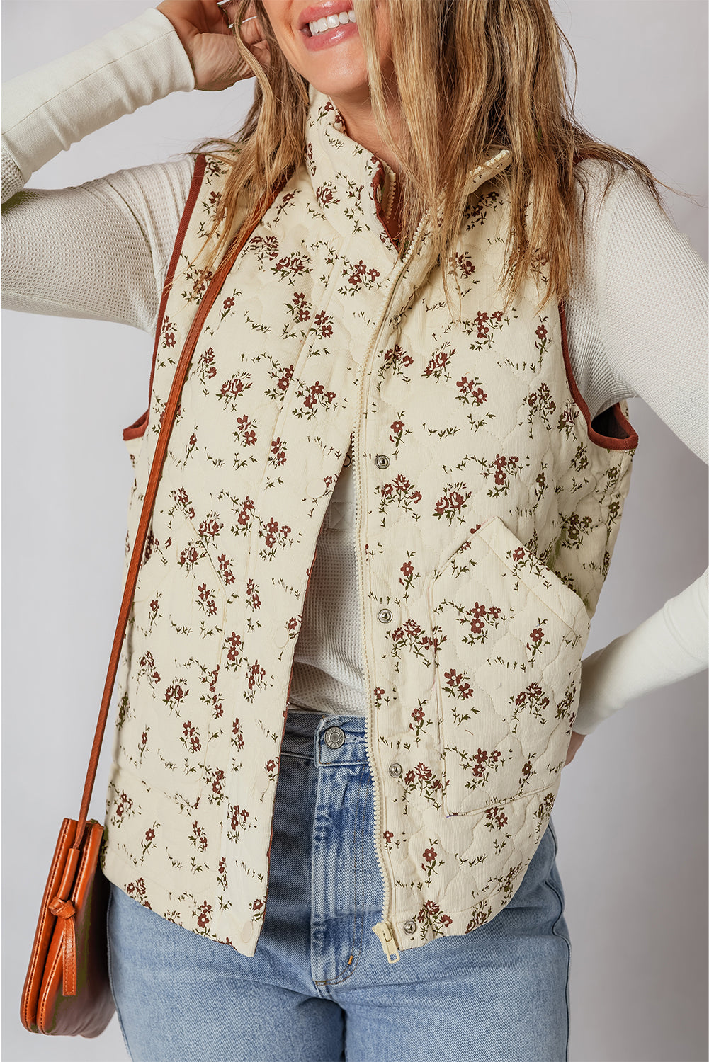 floral print vest