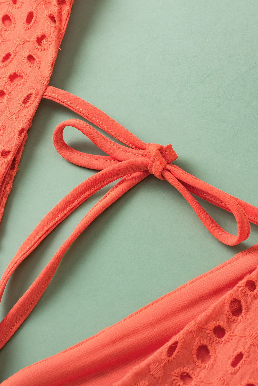 Elegant Eyelet Babydoll Dress with Carrot Contrast Bodice