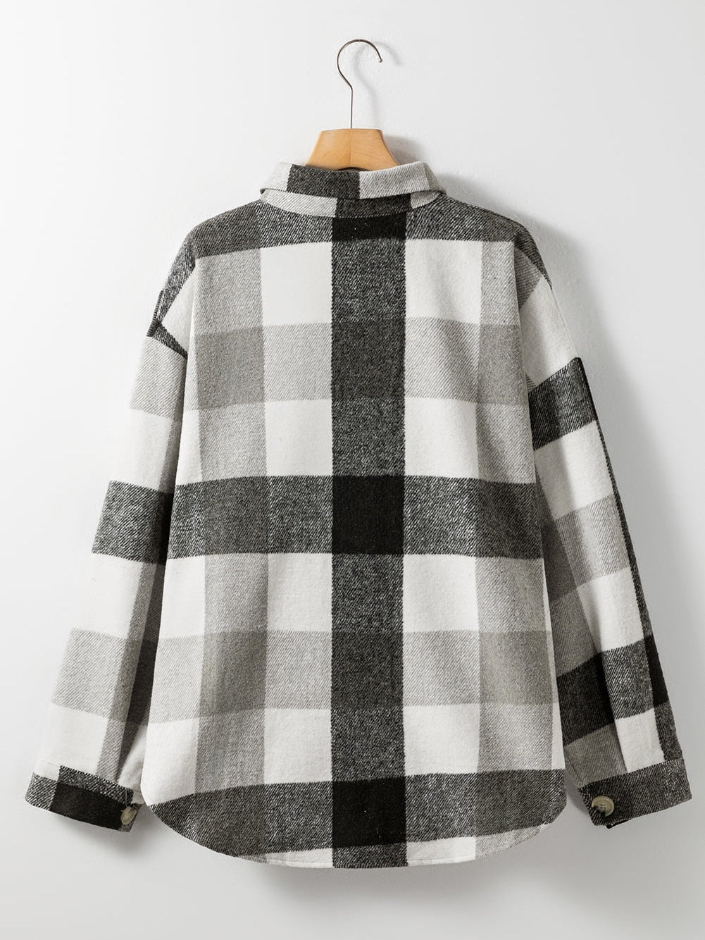 Gray Plus Size Checkered Button-Up Shacket