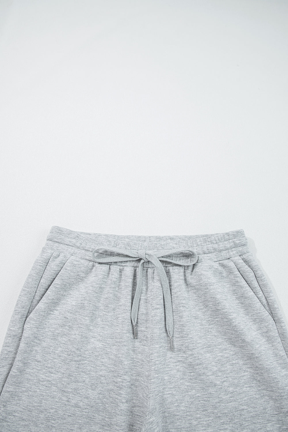 Light Grey Zip Collar Long Sleeve Top Drawstring Pants Set