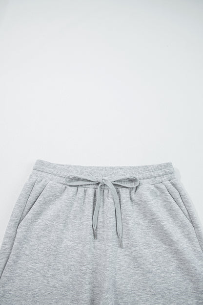 Light Grey Zip Collar Long Sleeve Top Drawstring Pants Set