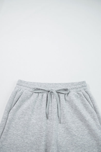 Light Grey Zip Collar Long Sleeve Top Drawstring Pants Set