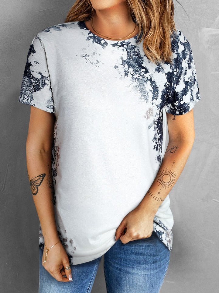 Gray Tie-Dye Bleached Western Shift Tee