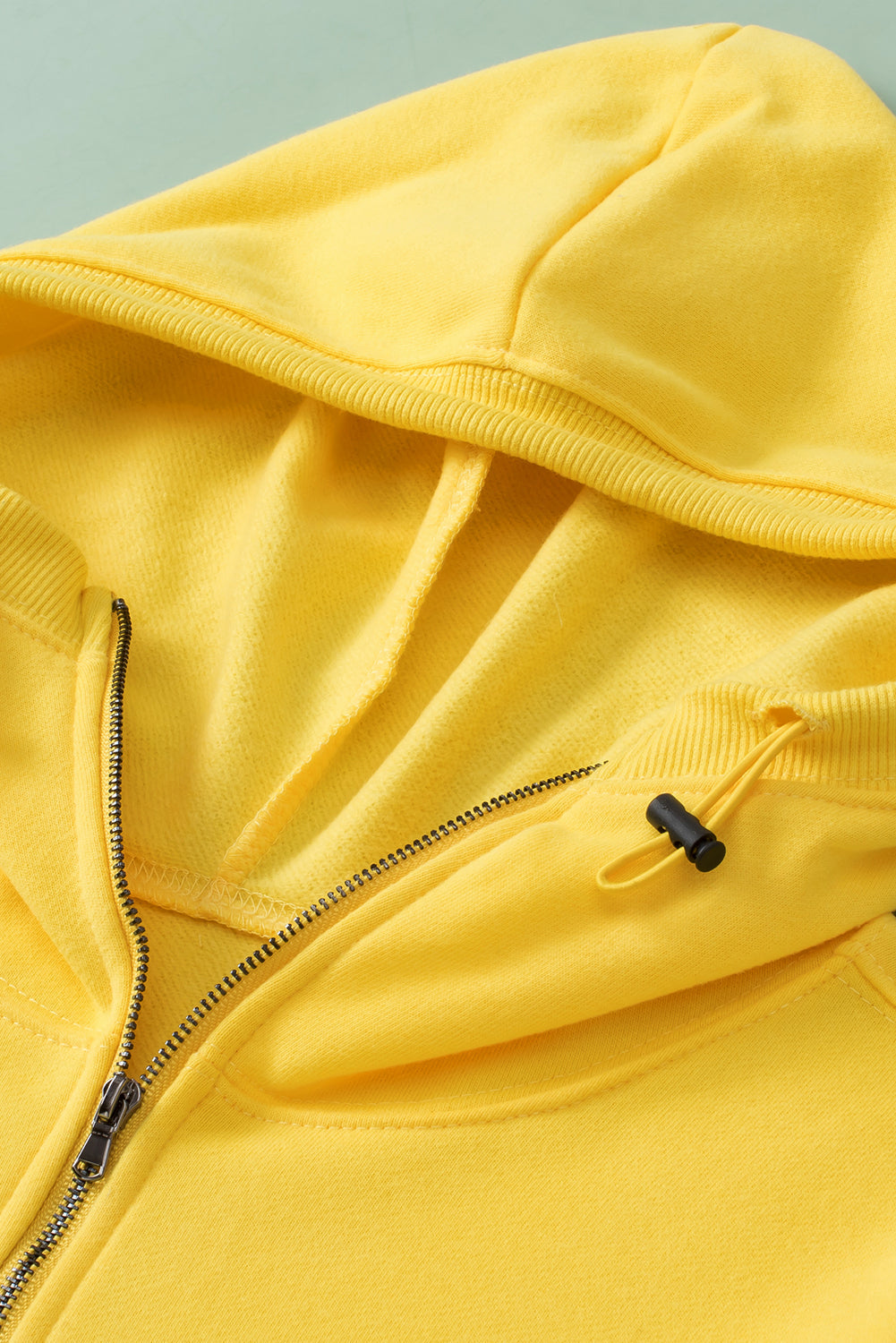 Golden Hooded Kangaroo Pocket Zip-Up Hooded Sweatshirt