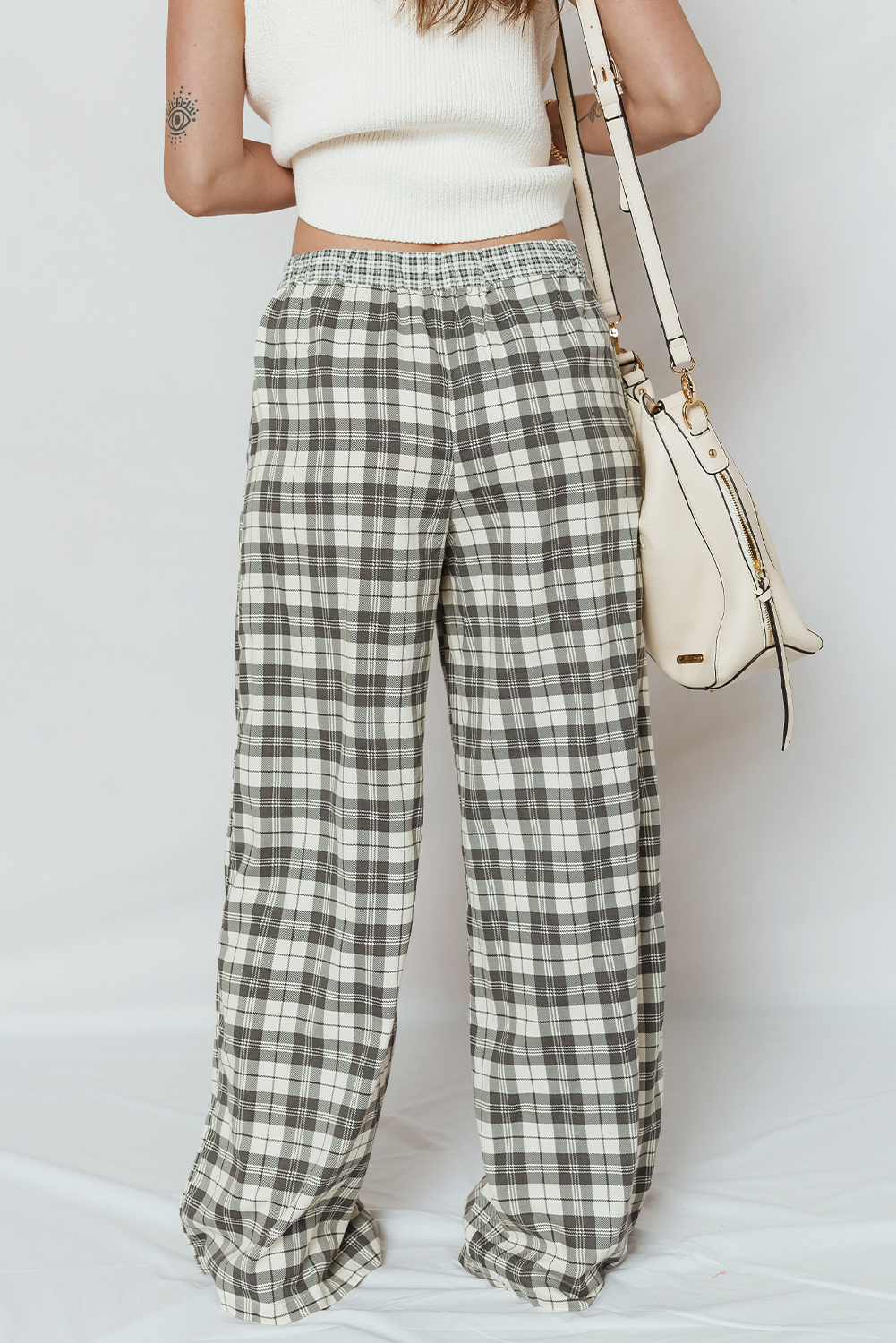 plaid wide leg pants