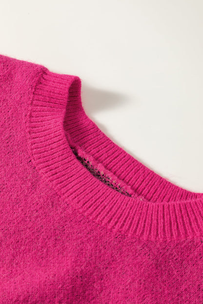 Fierce Leopard Print Rose Red Knit Sweater for Casual Chic