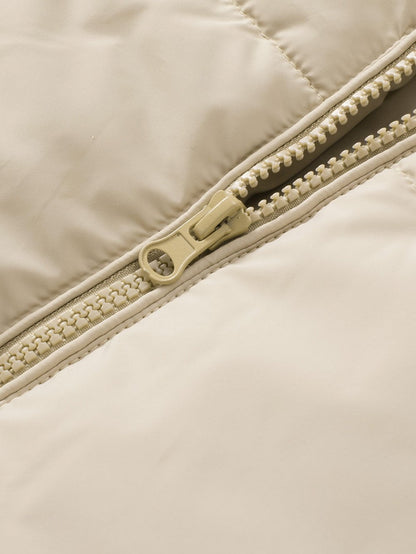 Apricot Quilted Puffer Jacket with Drawstring Hem