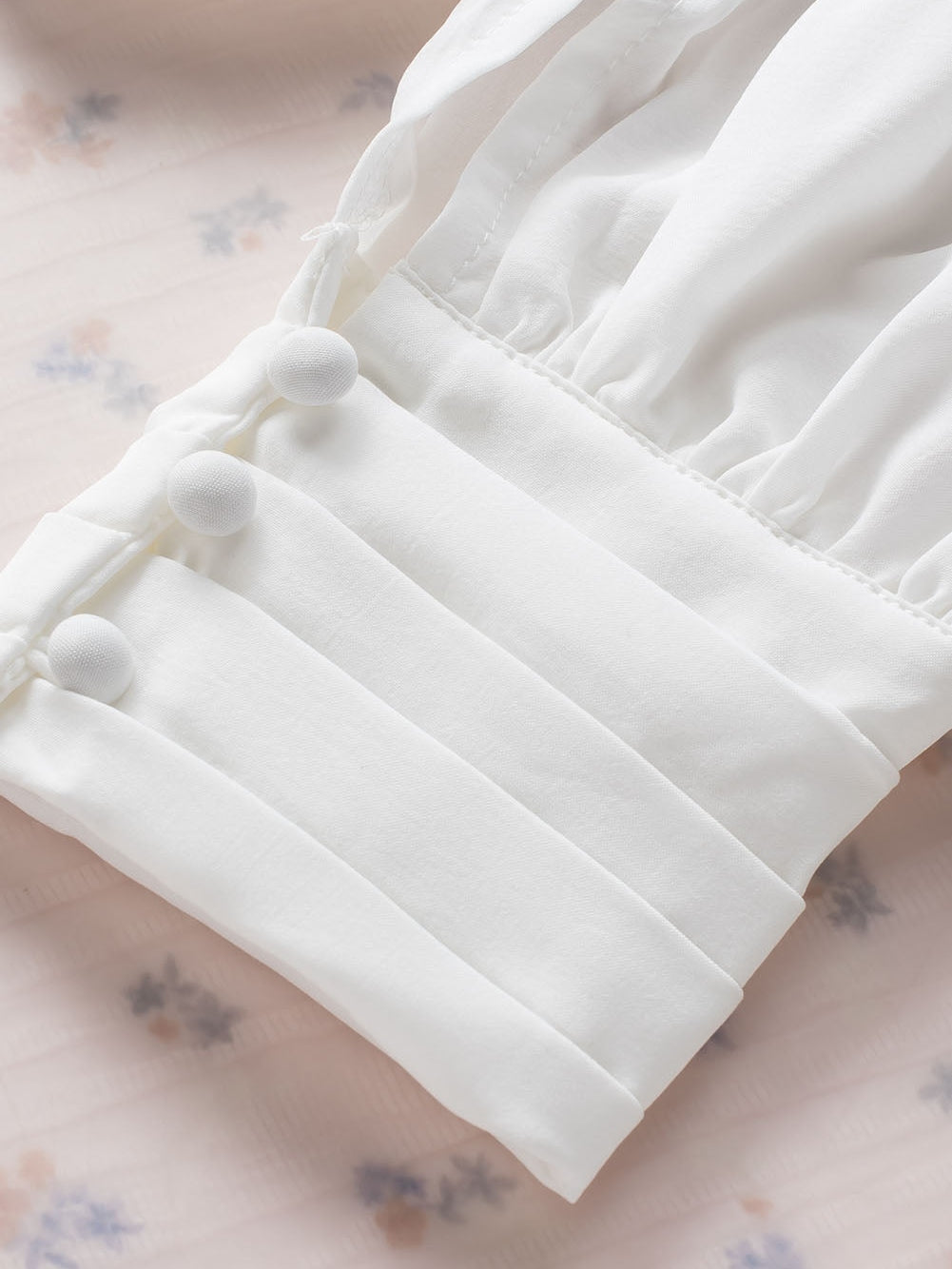 Elegant White Pleated Blouse with Puff Sleeves