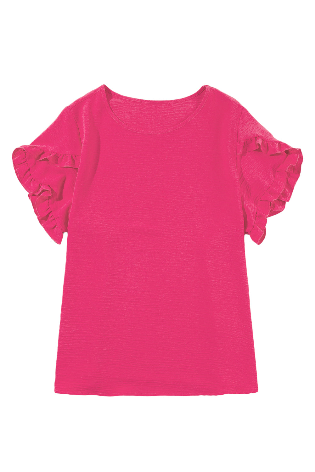 Vibrant Pink Ruffle Sleeve Plus Size Blouse