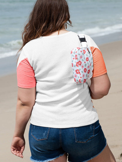 Colorblock Waffle Knit Tee for Plus Size Women