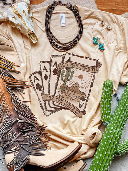 Khaki Poker Night Western Graphic Tee