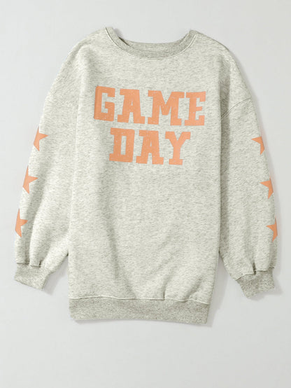 Game Day Sequin Grapefruit Orange Graphic Sweatshirt