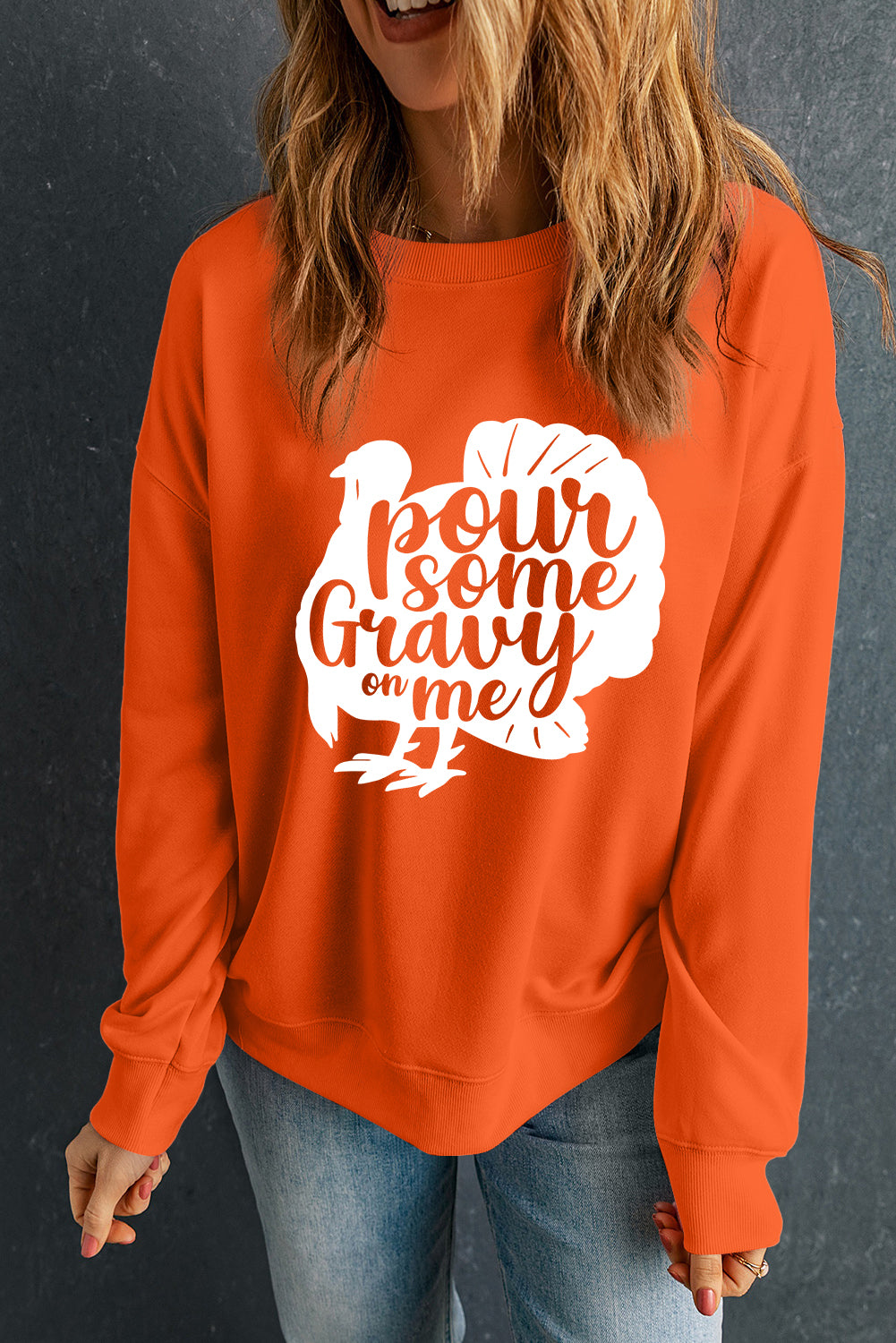 orange graphic sweatshirt