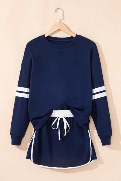 varsity sweatshirt skirt set
