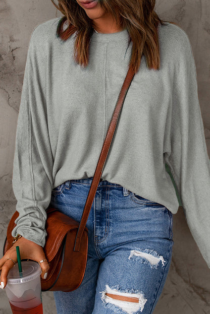 Cozy Gray Patchwork Long Sleeve Top