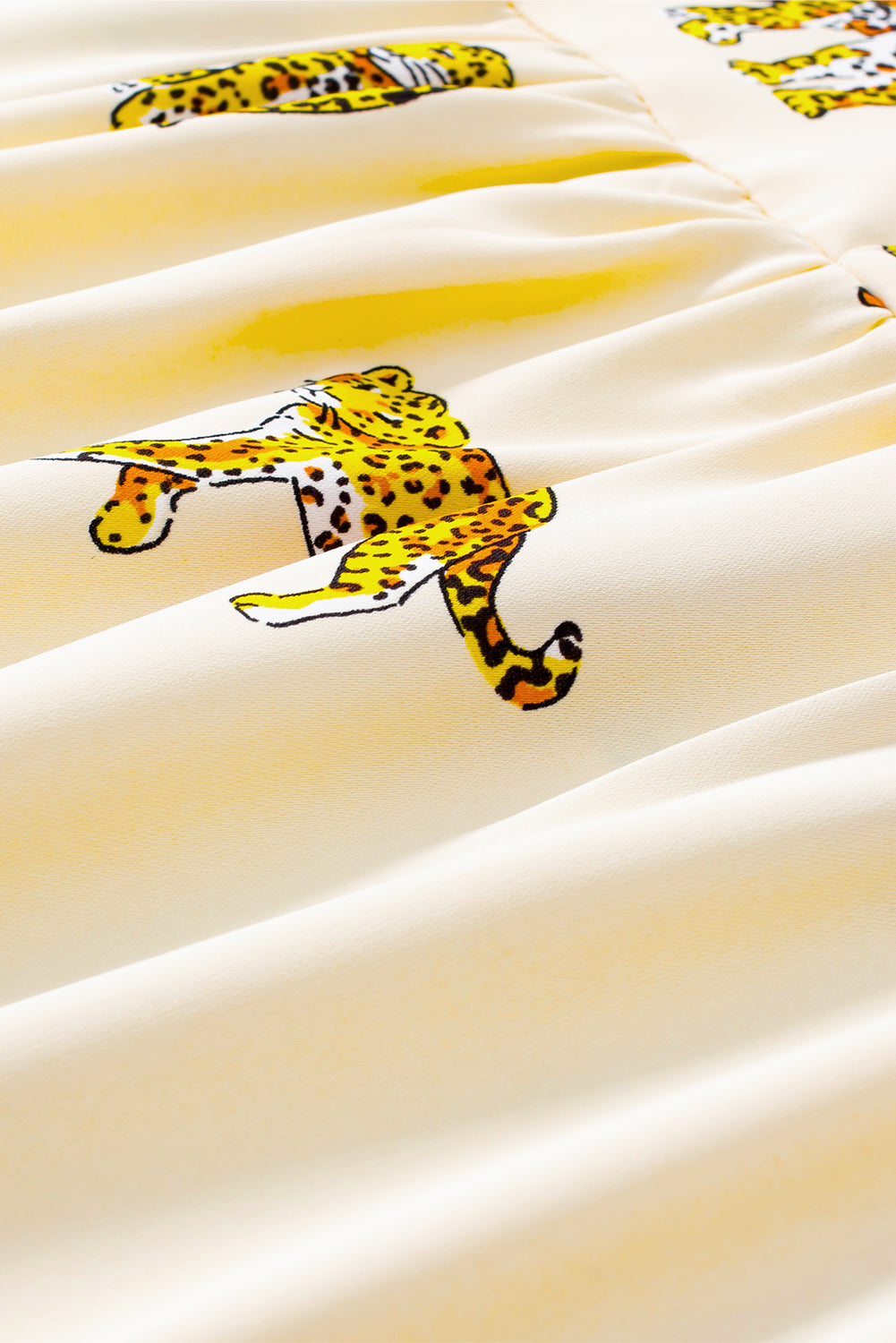 Wild Cheetah Print Beige Plus Size Puff Sleeve Blouse