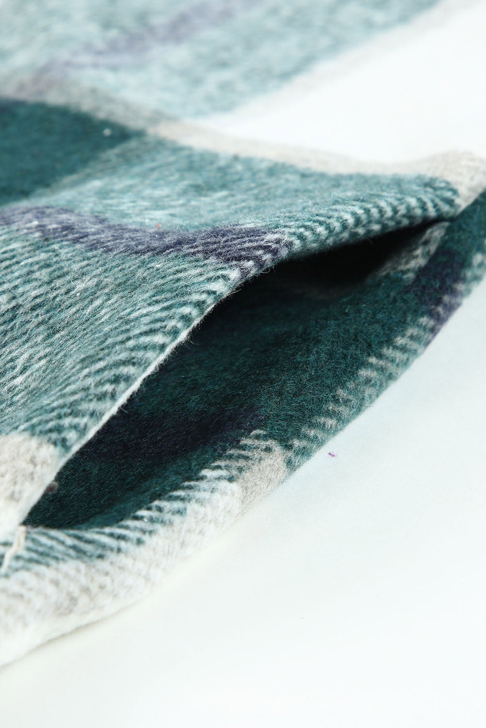 Green Plaid Hooded Button-Up Shacket