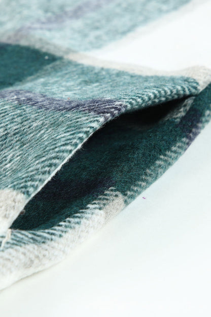 Green Plaid Hooded Button-Up Shacket