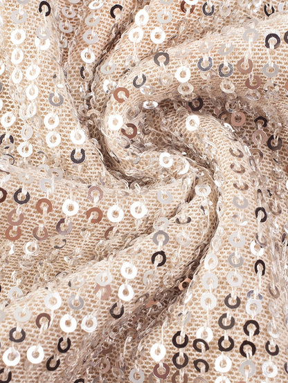 Apricot Plus Size Sequined V Neck Boxy Top